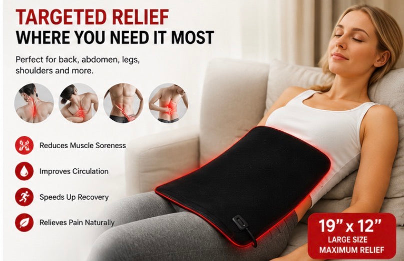 Red Light Therapy Heating Pad – 19” × 12” Full-Body Pain Relief & Muscle Recovery